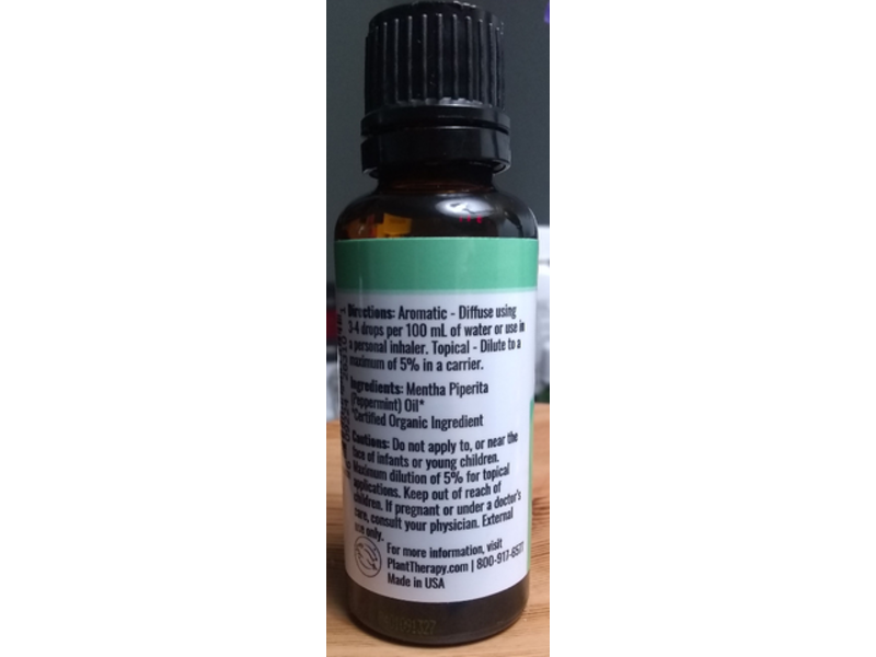 Plant Therapy Organic Essential Oil, Peppermint, 1 fl oz/30 mL