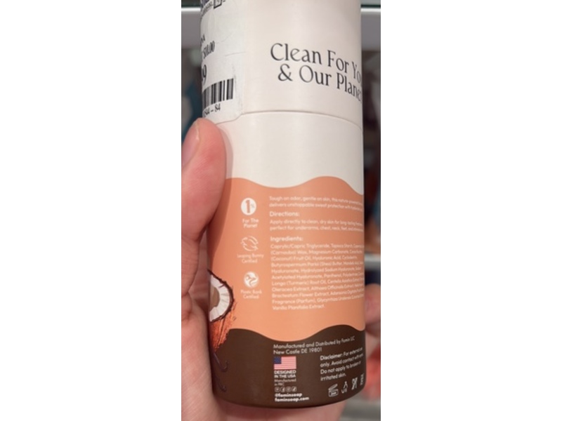 Fomin Whole Body Deodorant, Vanilla Coconut, 1.76 oz/50 g