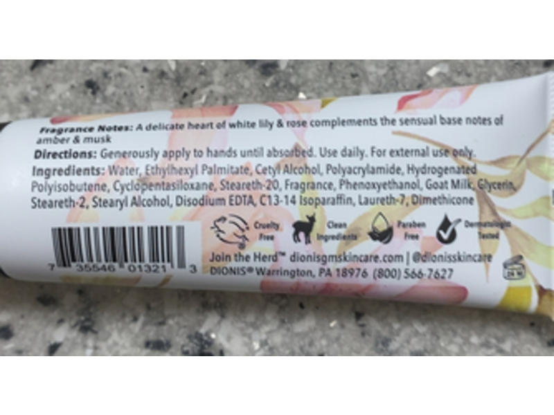 Dionis Goat Milk Hand Cream, Stargazer Lily, 1 oz/28 g, Pack Of 6