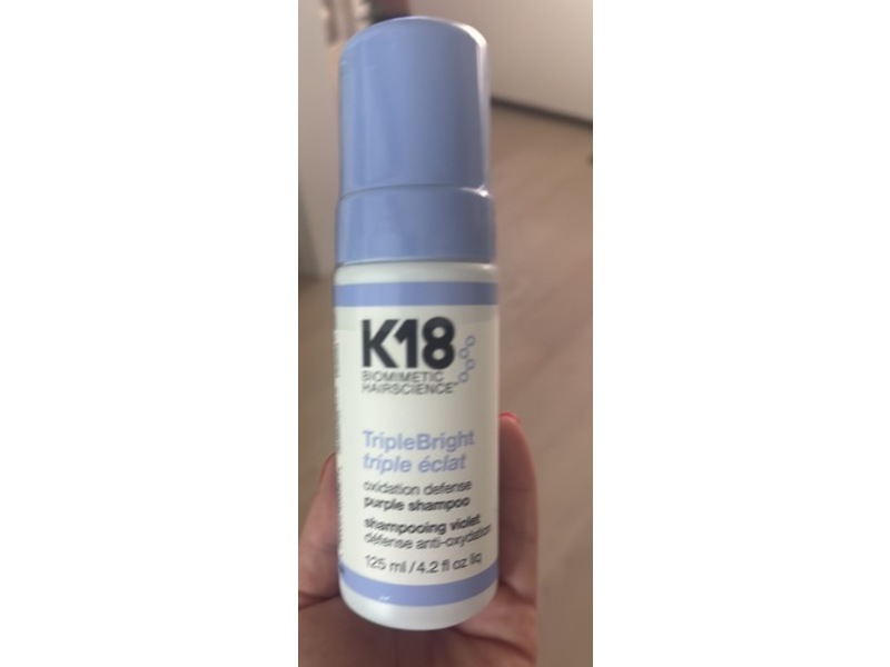 K18 Biomimetic Hairscience Triple Bright Oxidation Defense Purple Shampoo, 4.2 fl oz/125 mL