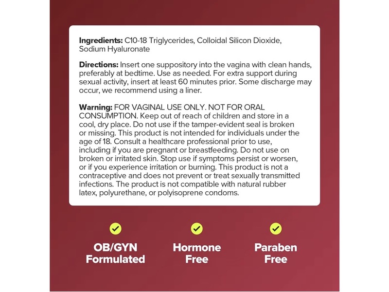 O Positive Health Uro Vaginal Moisture Suppository, Hyaluronic Acid, 10 Count