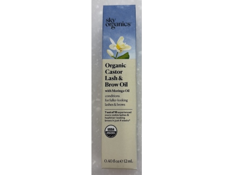 Sky Organics Castor Lash & Brow Oil, Moringa Oil, 0.40 fl oz/12 mL