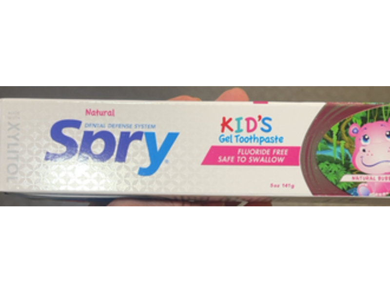 Spry Xylitol Kids Fluoride Free Gel Toothpaste, Natural Bubble Gum, 5 oz/141 g
