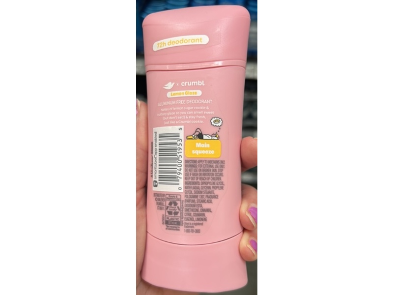 Dove x Crumbl Deodorant Stick, Lemon Glaze, 2.6 oz