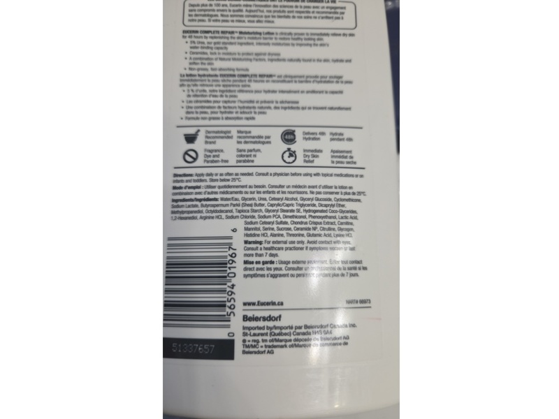 Eucerin Complete Repair Moisturizing Lotion, 1 L