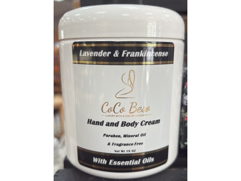 Coco Beso Hand & Body Cream, Lavender & Frankincense, 18 oz