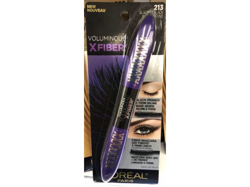 L'Oreal Paris Voluminous X Fiber Mascara, 213 Blackest Black, 0.43 fl oz/13.0 mL