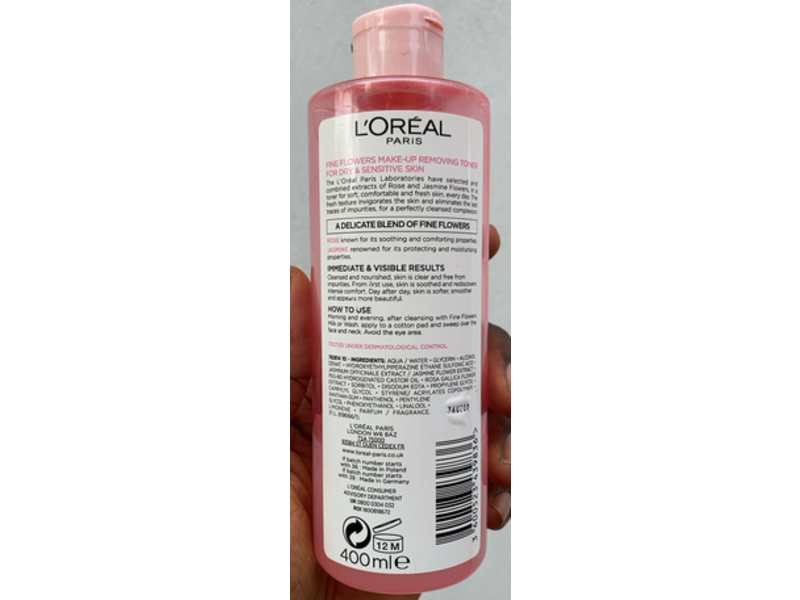 L'Oreal Paris Fine Flowers Toner, 400 mL