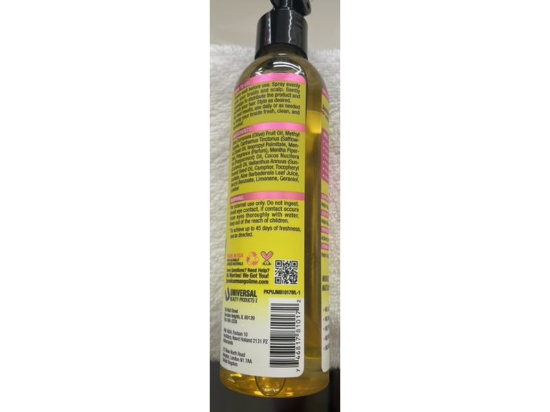 Jamaican Mango & Lime 6 In 1 Soothes & Revives Braid Refresher, Fresh Breeze, 8 fl oz/237 mL
