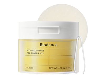 Biodance Vita Niacinamide Gel Toner Pads, Niacinamide + Pineapple Fruit Water, Glutathione, 4.93 oz/140 g, 60 Count