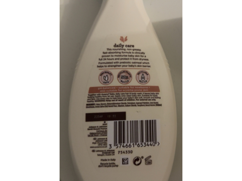 Aveeno Baby Daily Care Moisturising Lotion, Prebiotic Oatmeal, 250 mL