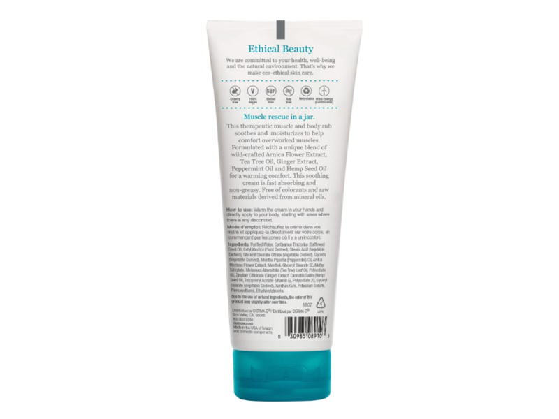 Derma-E Arnica Warming Sore Muscle Rub, Hemp Seed Peppermint Oils, 4 oz/113 g