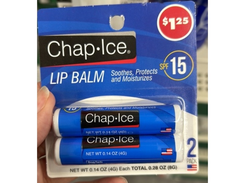 Chap Ice Lip Balm, SPF 15, 0.14 oz/4 g, Pack Of 2
