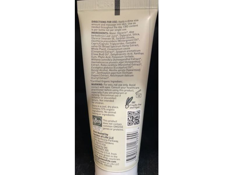 Garden of Life Dr Formulated Cbd Cooling Rescue Cream, 1.3 fl oz/38.4 mL
