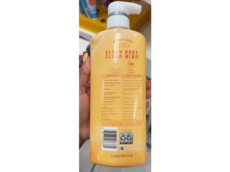 Quiet & Roar Energize Body Wash, Coconut Milk + Mango, 20.2 fl oz/600 mL