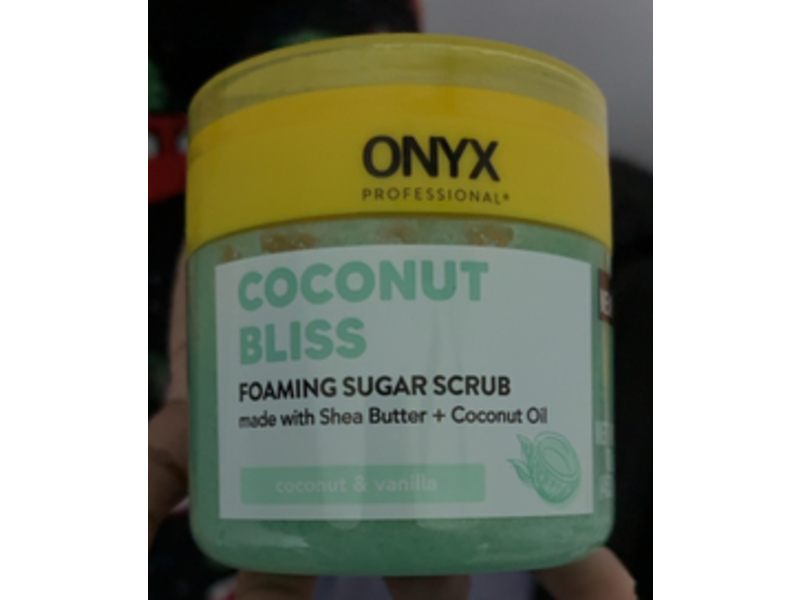 Onyx Professional Foaming Sugar Scrub, Coconut Bliss, Coconut & Vanilla, 16 oz/453 g