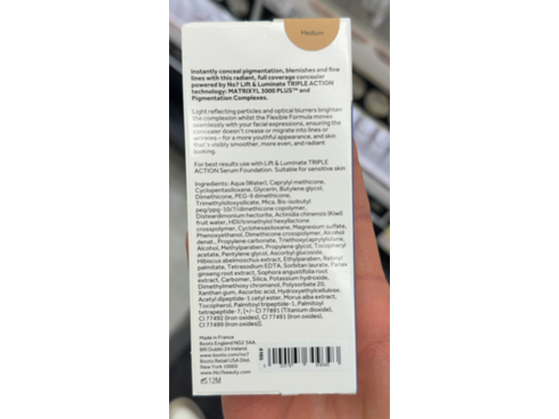 No7 Lift & Luminate Triple Action Serum Concealer, Medium, 0.27 fl oz/8 mL