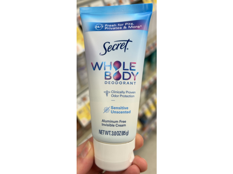 Secret Whole Body Deodorant Invisible Cream, 3.0 oz/85 g
