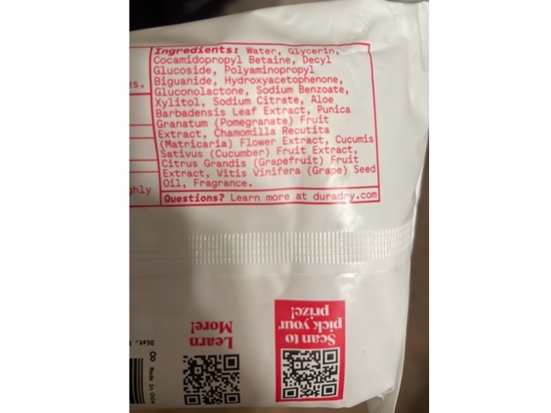 Duradry Cleansing & Deodorizing Wipes, Aqua, 30 Count