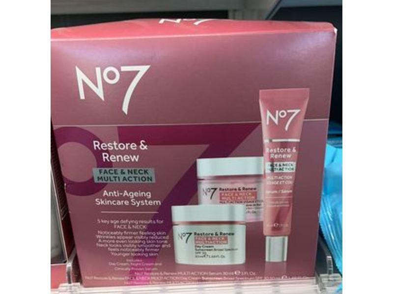No7 Restore & Renew Multi Action Skincare System, Face & Neck Multi Action Set