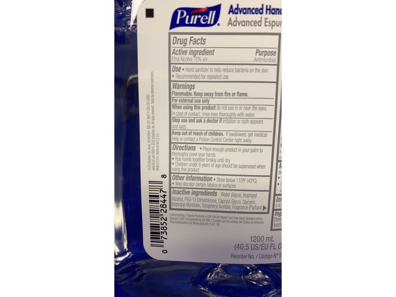 Purell Advanced Hand Sanitizer Foam, 40.5 fl oz/1200 mL