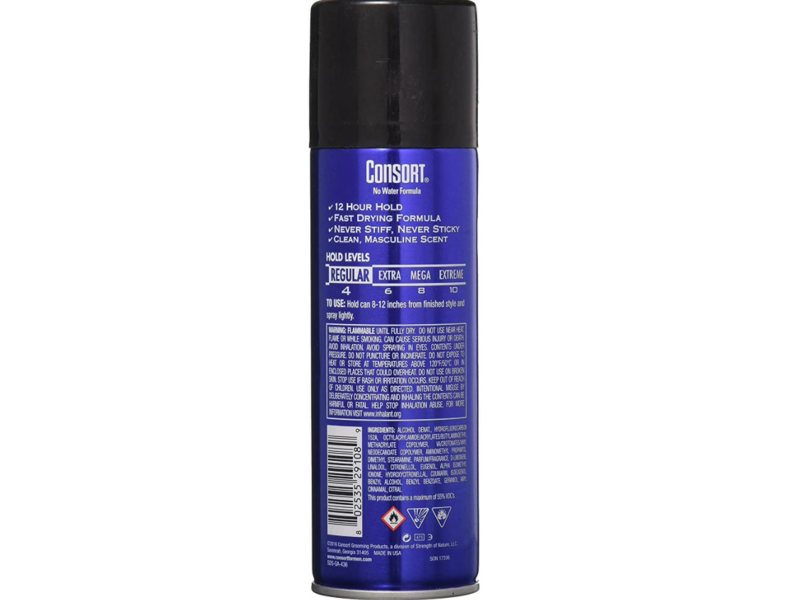 Consort Men Hair Spray, Regular Hold, 8.3 oz/235 g, Pack Of 6.