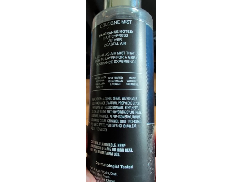 Bath & Body Works Men's Collection Cologne Mist, Ocean, 5 fl oz/147 mL