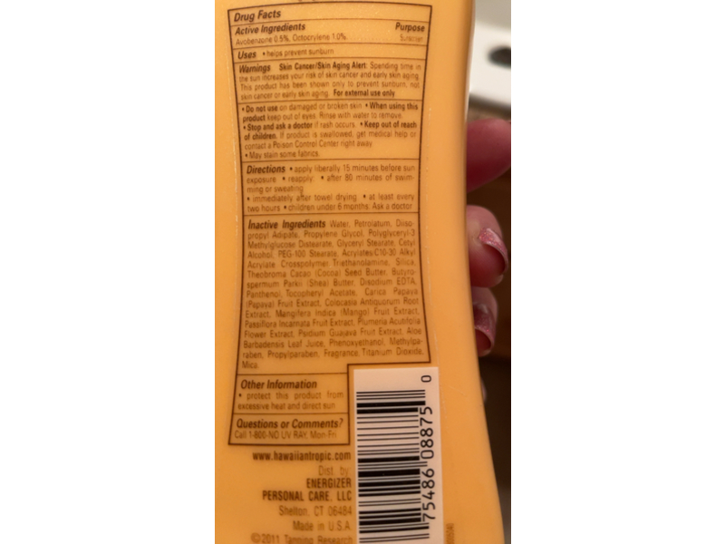 Hawaiian Tropic Shimmer Effect Lotion Sunscreen, SPF 8, 6 fl oz/177 mL