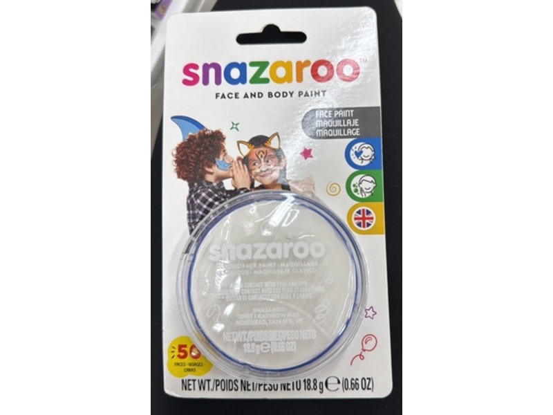 Snazaroo Face & Body Paint, White, 0.66 oz/18.8 g