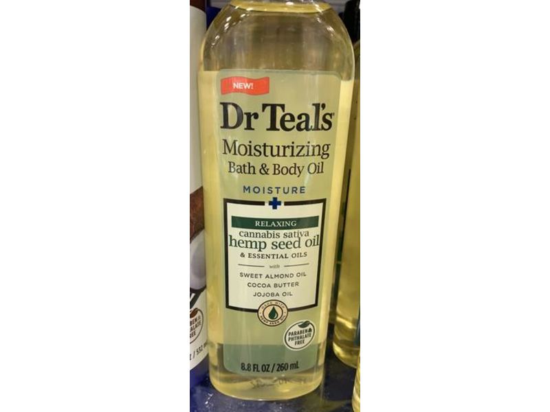Dr Teal's Moisturizing Bath & Body Oil, Moisture + Relaxing, Cannabis Sativa Hemp Seed Oil, 8.8 fl oz/260 mL