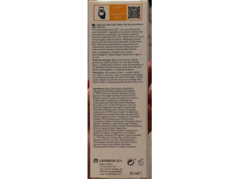 Heliocare 360 Color Sunscreen Protector Solar, Water Gel Bronze, SPF 50+, 50 mL