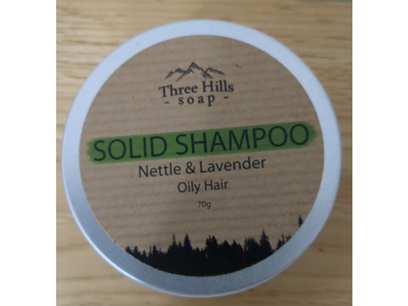 Three Hills Soap Solid Shampoo, Nettle & Lavender, 70 g