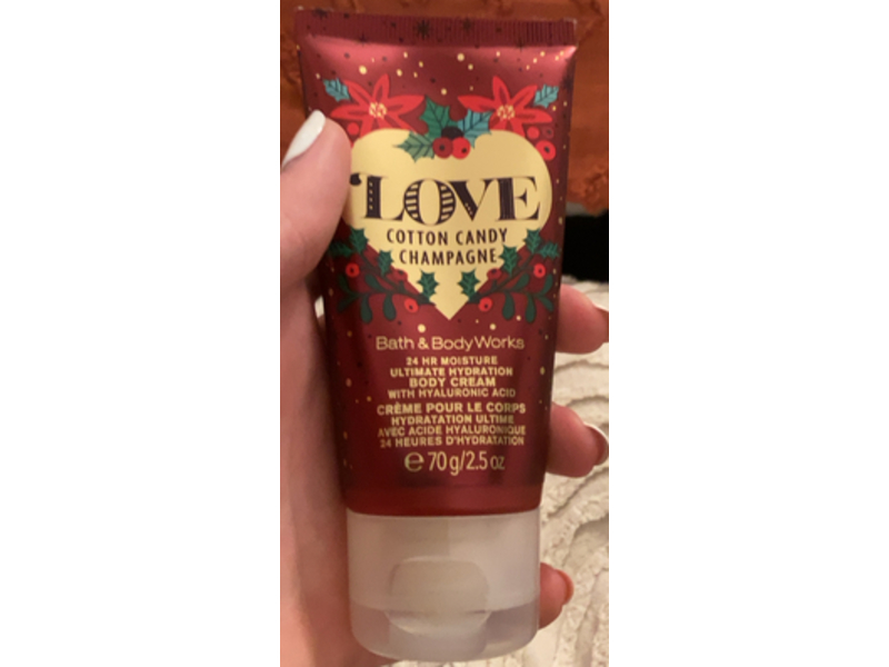 Bath & Body Works Love Cotton Candy Champagne Ultimate Hydration Body Cream, Hyaluronic Acid, 2.5 oz/70 g