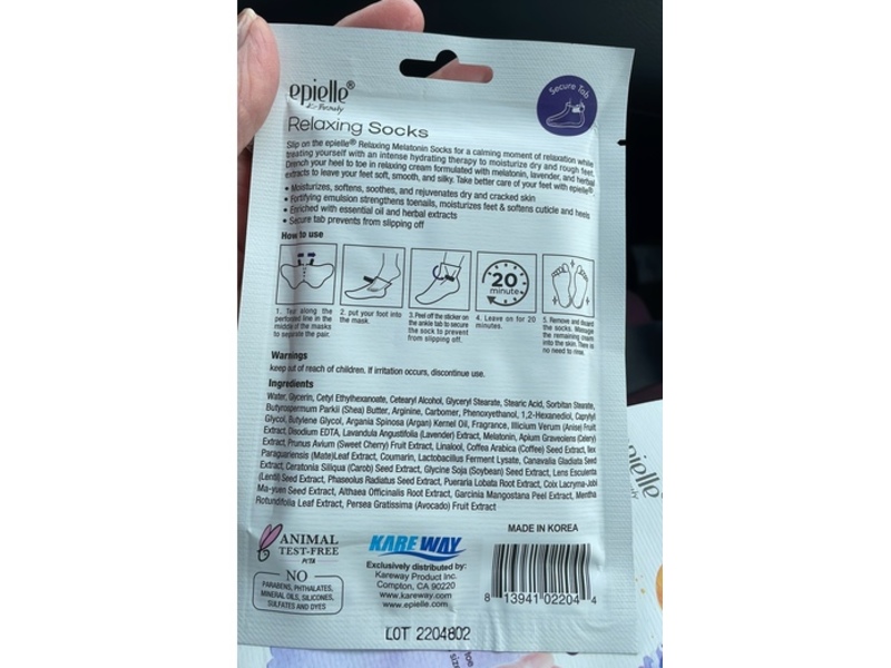 Epielle Relaxing Socks Foot Mask, Melatonin Lavender Extract, 1 Pair, Pack Of 6