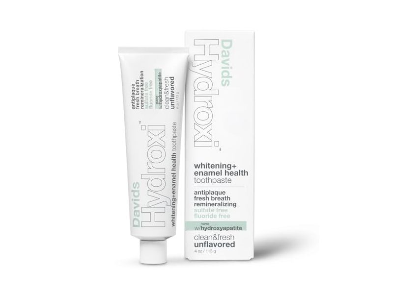 Davids Hydroxi Whitening+Enamel Health Toothpaste, Clean & Fresh, Unflavored, 4 oz/113 g