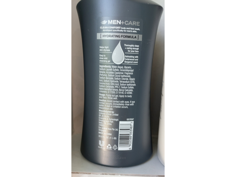 Dove Men + Care Body & Face Wash, Clean Comfort, 33.8 fl oz/1 L, Pack of 2