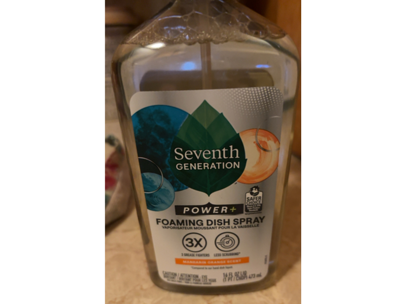 Seventh Generation Power+ Foaming Dish Spray, Mandarin Orange, 16 fl oz/473 mL