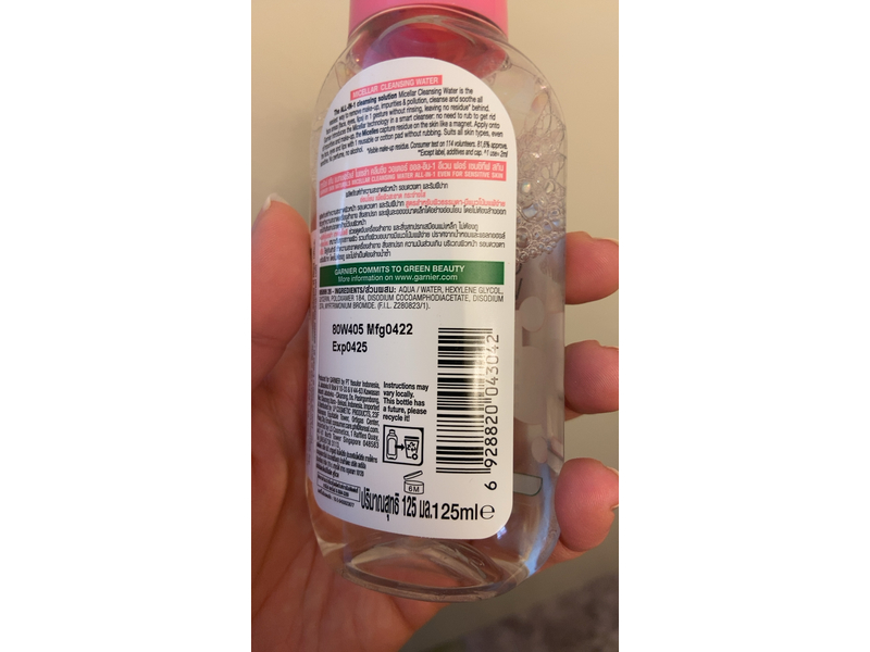 Garnier Skin Naturals Micellar Cleansing Water, Sensitive Skin, 125 mL