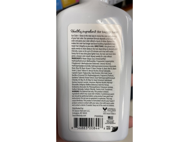 Sauce Beauty Glossy Color + Gloss + Repair Semi Permanent Hair Color, Black, 4.5 fl oz/133 mL