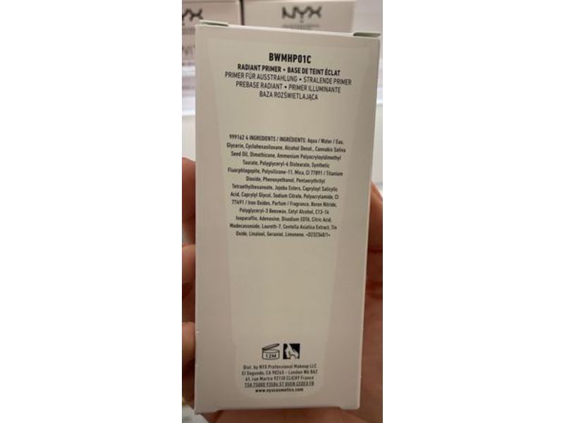 Nyx Professional Makeup Bare With Me Radiant Perfecting Primer, Cannabis Sativa Seed Oil, 1 fl oz