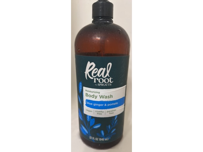 Real Root By Sprout Moisturizing Body Wash, Blue Ginger & Pomelo, 32 fl oz/946 mL