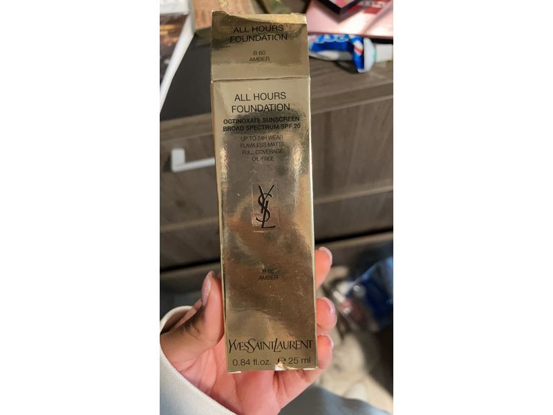 Yves Saint Laurent All Hours Full Coverage Matte Foundation, B60 Amber, 0.84 fl oz/25 mL