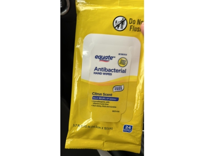 Equate Antibacterial Hand Wipes, Citrus Scent, 24 Wipes