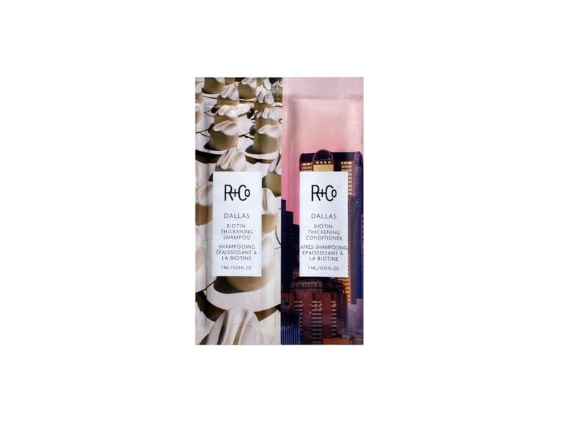 R+Co Dallas Biotin Thickening Shampoo + Conditioner, 0.23 fl oz/7 mL
