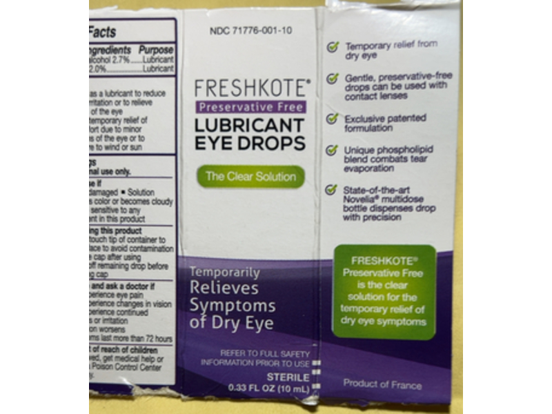 Freshkote Lubricant Eye Drops, Preservative OF, 0.33 fl oz/10 mL