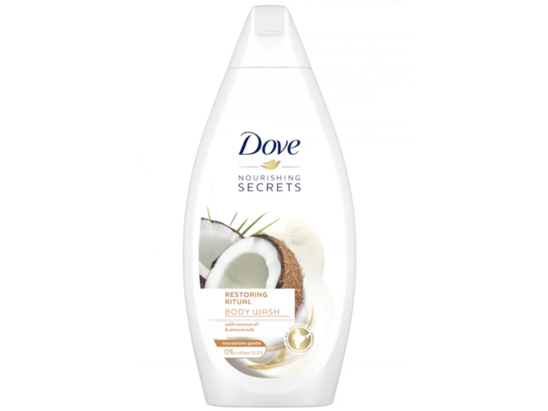 Dove Nourishing Secrets Restoring Ritual Body Wash, Coconut Oil & Almond Milk, 16.9 fl oz/500 mL