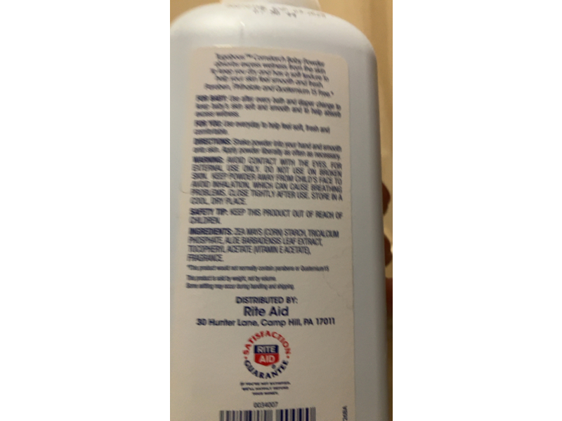 Rite Aid Tugaboos Baby Powder, Cornstarch, 15 oz/425 g
