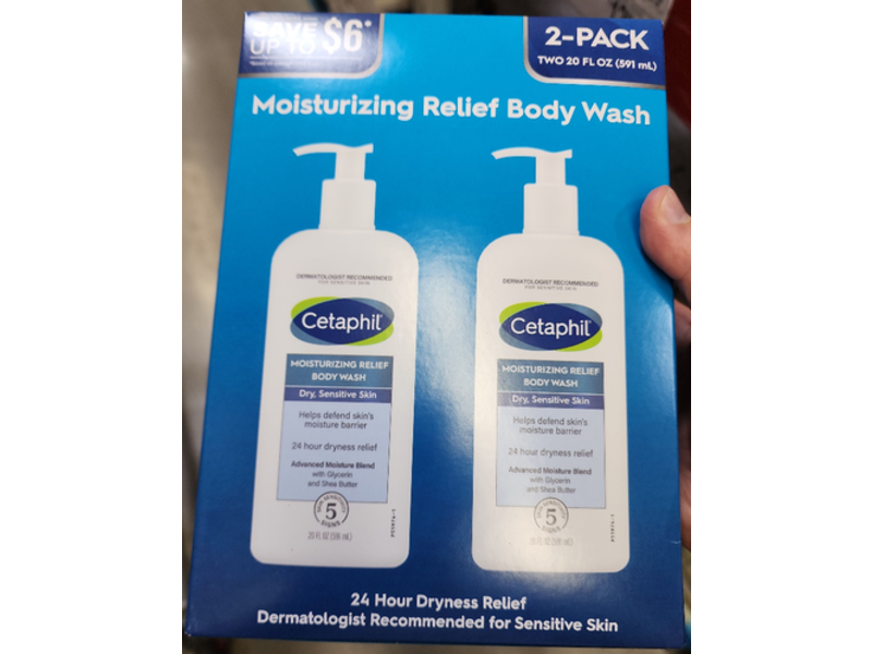 Cetaphil Moisturizing Relief Body Wash, 20 fl oz/591 mL, 2 Count
