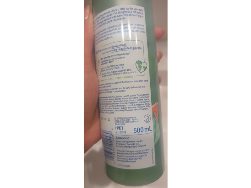 Nivea Fresh Blends Refreshing Body Wash, Watermelon + Mint +Coconut Milk, 500 mL