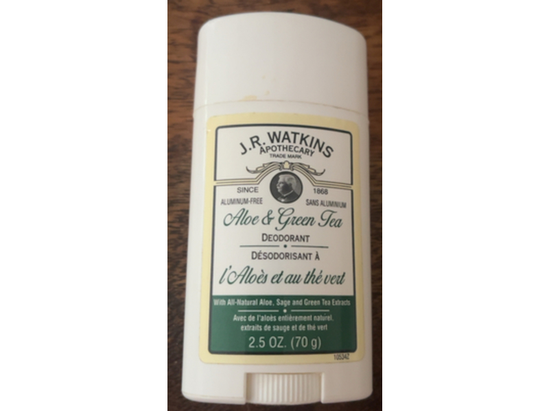 J.R.Watkins Apothecary Deodorant, Aloe & Green Tea, 2.5 oz/70 g